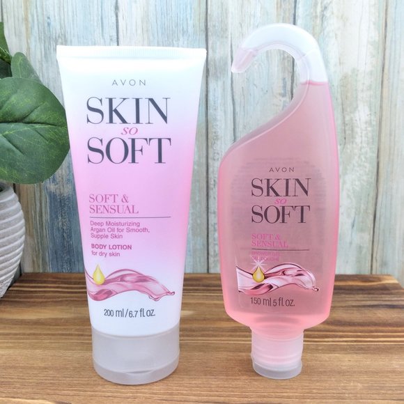 Avon Bath & Body Skin So Soft Soft Sensual Body Lotion Shower Gel